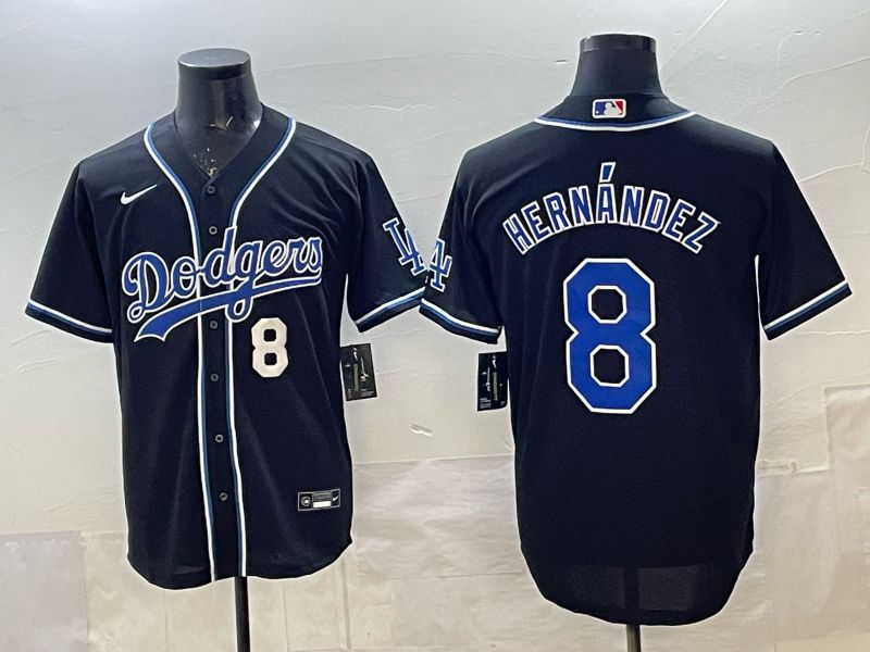 Men 2025 Nike Los Angeles Dodgers #8 Hernandez Black MLB Jersey style 005